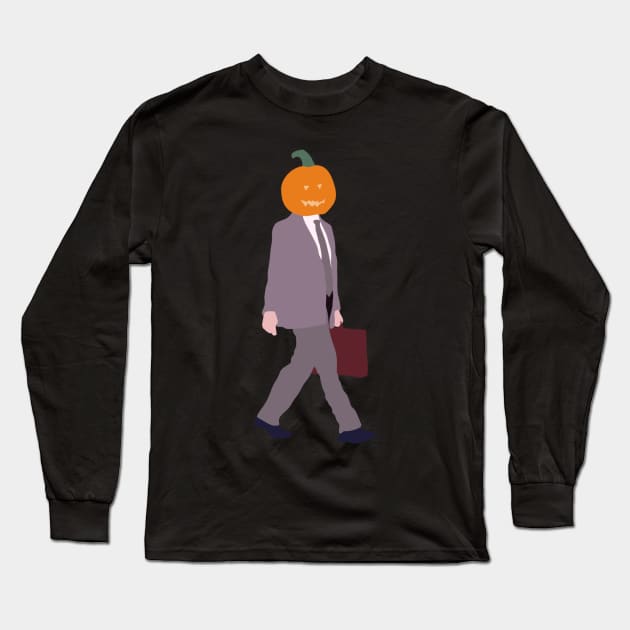 dwight pumpkin head Long Sleeve T-Shirt by evcharles